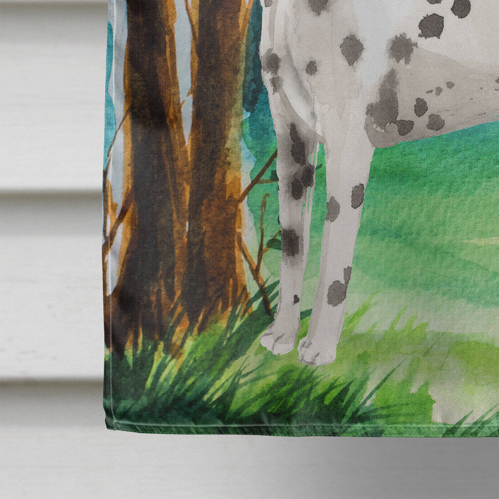 Under the Tree Dalmatian House Flag 28x40 Porch Sleeve Pole Decorative Outside Yard Banner Artwork Wall Hanging, Polyester