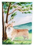Under the Tree Corgi House Flag 28x40 Porch Sleeve Pole Decorative Outside Yard Banner Artwork Wall Hanging, Polyester
