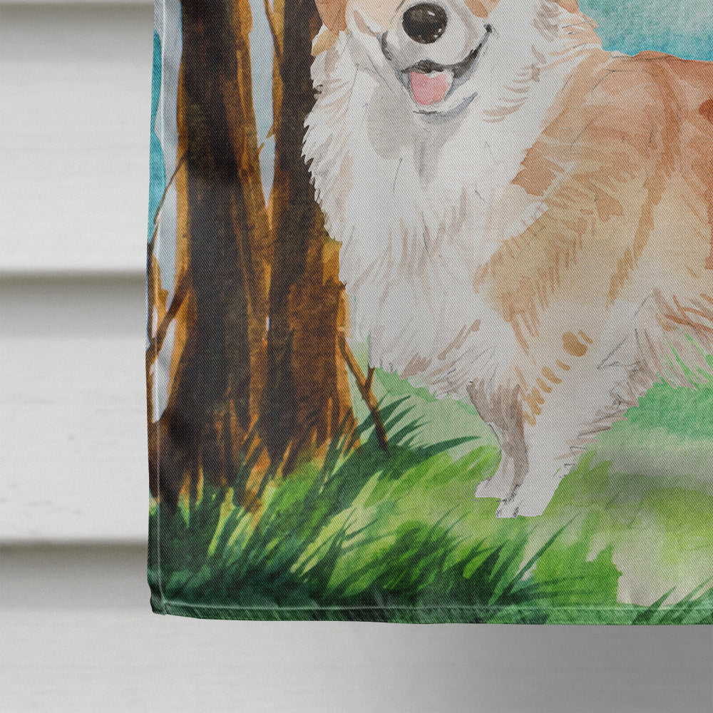 Under the Tree Corgi House Flag 28x40 Porch Sleeve Pole Decorative Outside Yard Banner Artwork Wall Hanging, Polyester