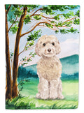 Under the Tree Goldendoodle House Flag 28x40 Porch Sleeve Pole Decorative Outside Yard Banner Artwork Wall Hanging, Polyester