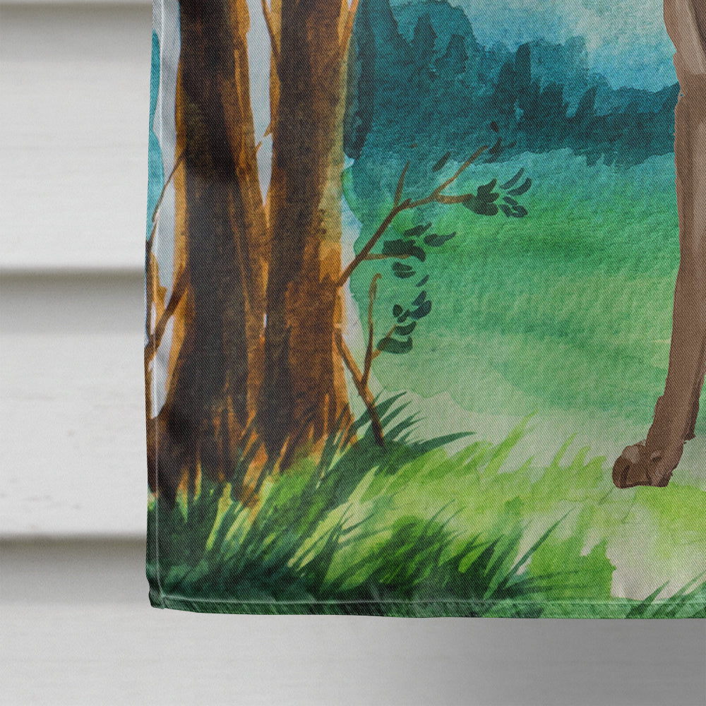 Under the Tree Chocolate Labrador House Flag 28x40 Porch Sleeve Pole Decorative Outside Yard Banner Artwork Wall Hanging, Polyester