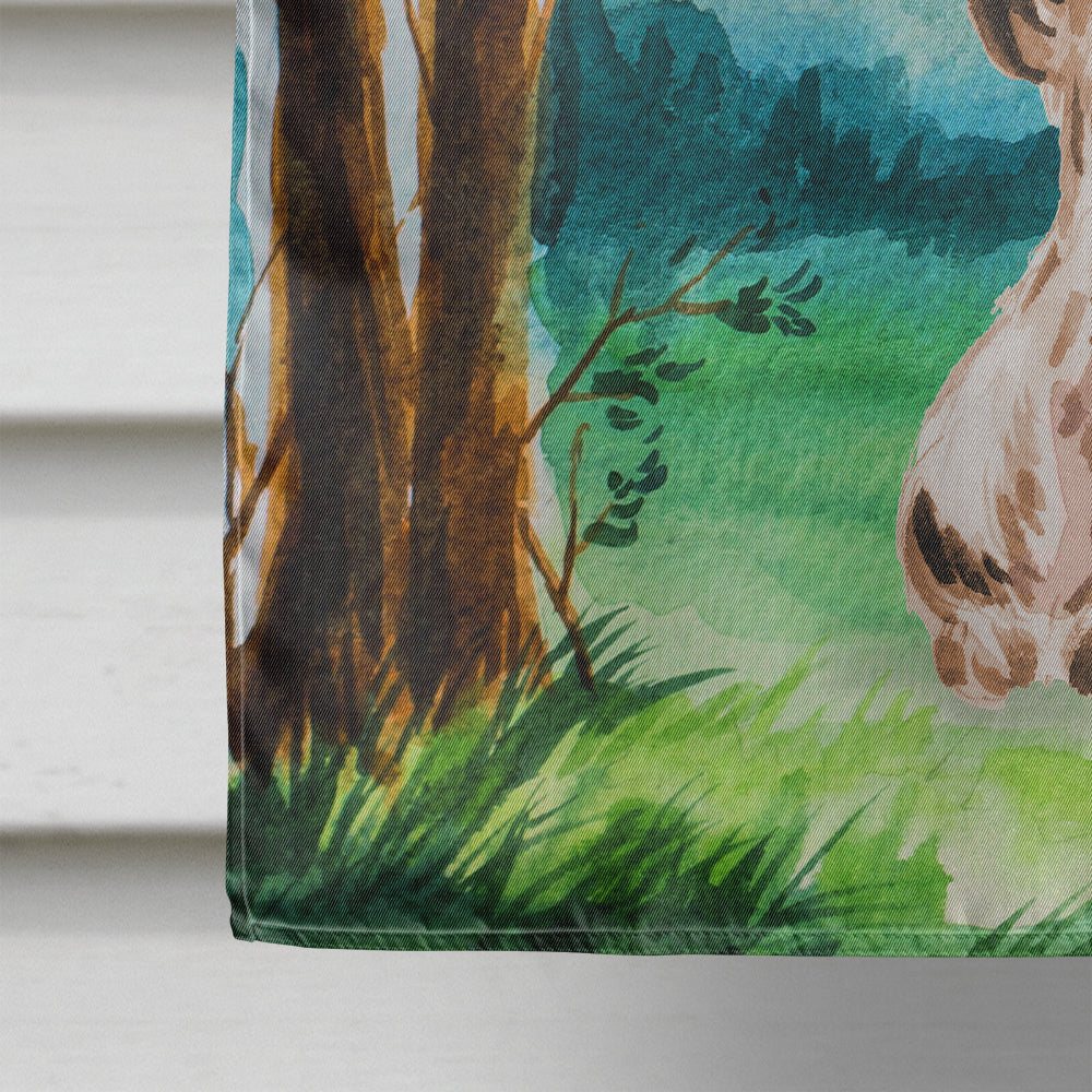 Under the Tree Chocolate Parti Cocker Spaniel House Flag 28x40 Porch Sleeve Pole Decorative Outside Yard Banner Artwork Wall Hanging, Polyester