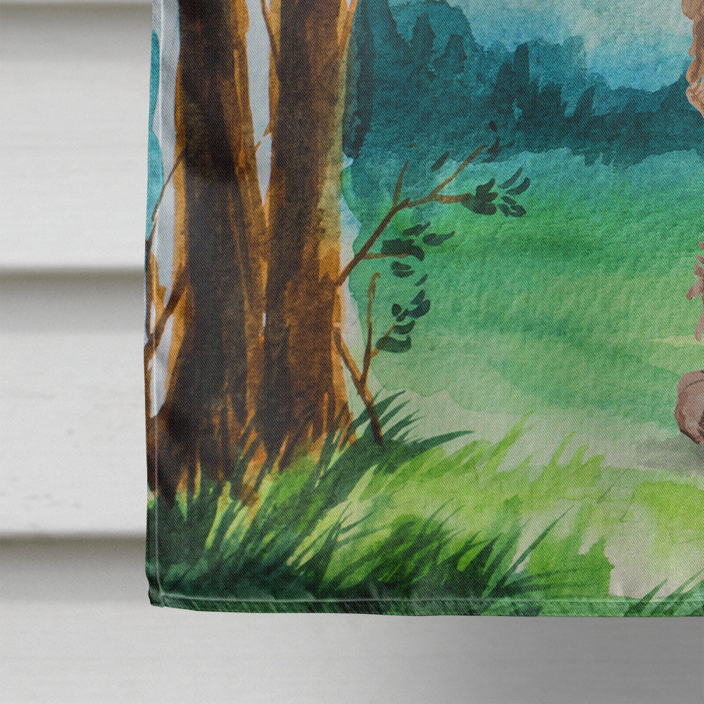 Under the Tree Labradoodle House Flag 28x40 Porch Sleeve Pole Decorative Outside Yard Banner Artwork Wall Hanging, Polyester