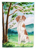 Under the Tree Brittany Spaniel House Flag 28x40 Porch Sleeve Pole Decorative Outside Yard Banner Artwork Wall Hanging, Polyester