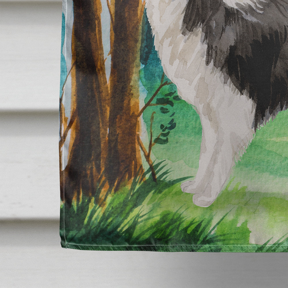 Under the Tree Border Collie House Flag 28x40 Porch Sleeve Pole Decorative Outside Yard Banner Artwork Wall Hanging, Polyester