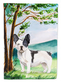 Under the Tree French Bulldog House Flag 28x40 Porch Sleeve Pole Decorative Outside Yard Banner Artwork Wall Hanging, Polyester