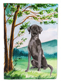 Under the Tree Black Labrador House Flag 28x40 Porch Sleeve Pole Decorative Outside Yard Banner Artwork Wall Hanging, Polyester