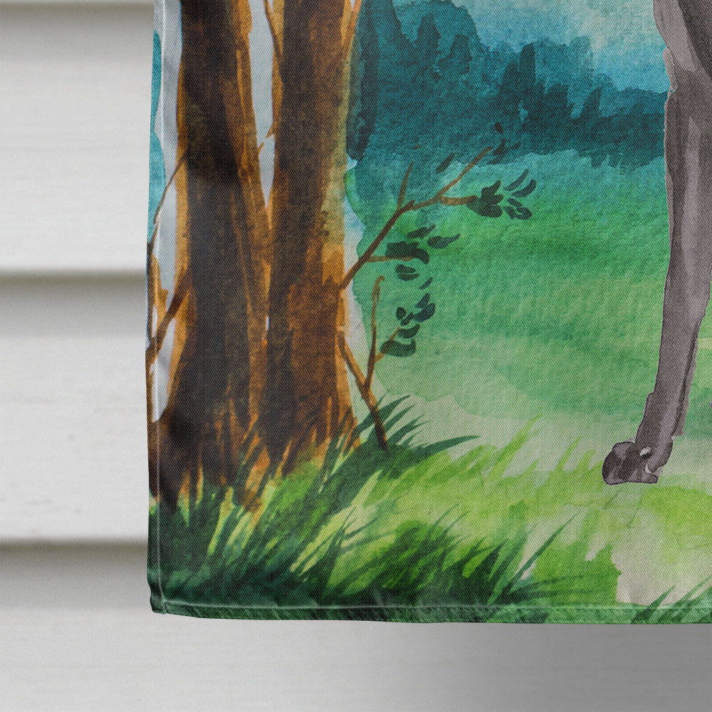 Under the Tree Black Labrador House Flag 28x40 Porch Sleeve Pole Decorative Outside Yard Banner Artwork Wall Hanging, Polyester