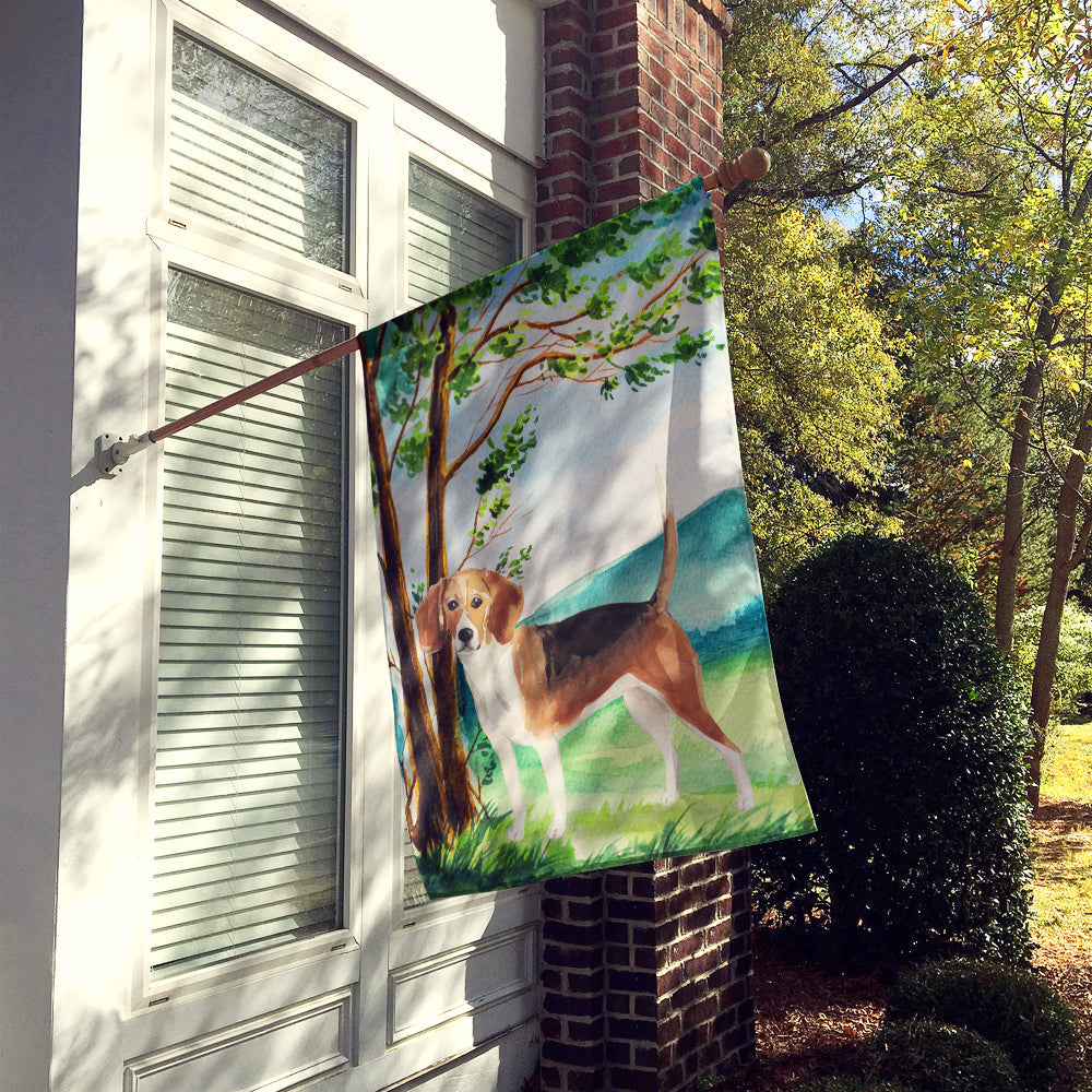 Under the Tree Beagle House Flag 28x40 Porch Sleeve Pole Decorative Outside Yard Banner Artwork Wall Hanging, Polyester