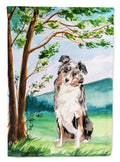 Under the Tree Australian Shepherd House Flag 28x40 Porch Sleeve Pole Decorative Outside Yard Banner Artwork Wall Hanging, Polyester