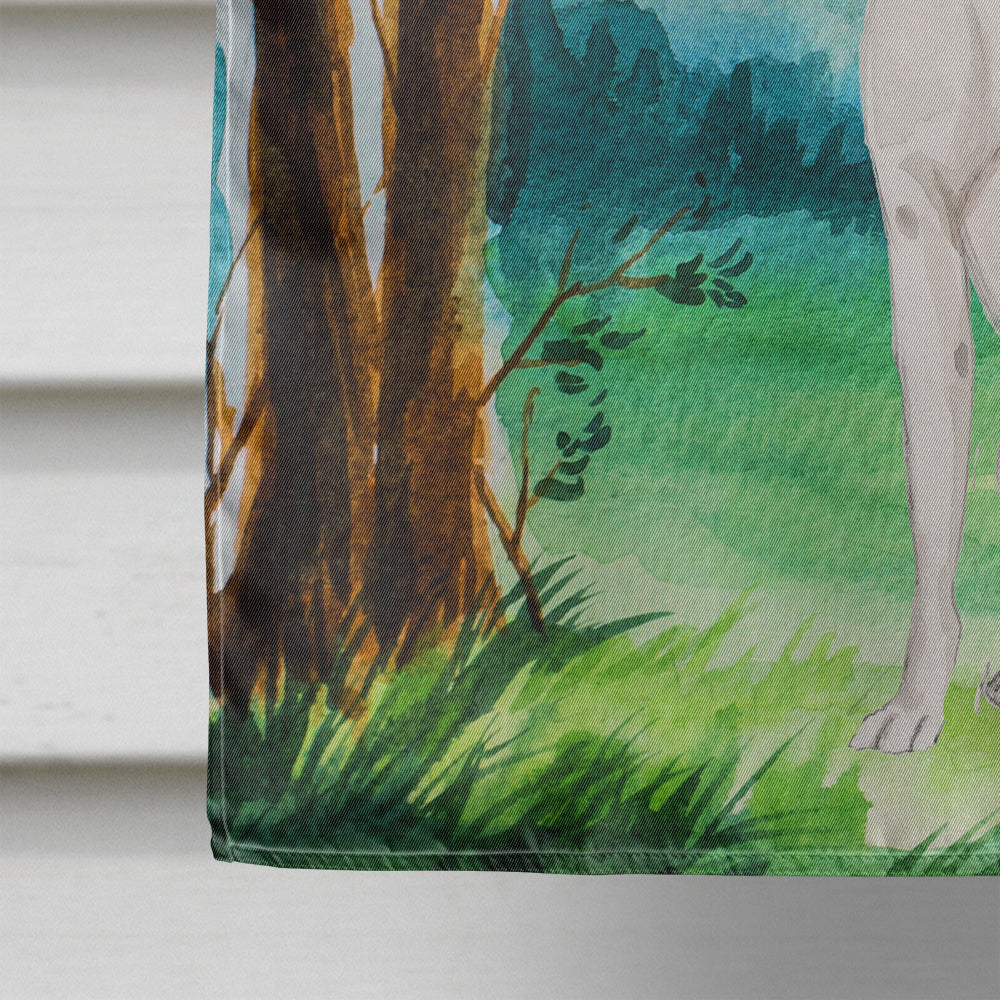 Under the Tree White Staffie Bull Terrier House Flag 28x40 Porch Sleeve Pole Decorative Outside Yard Banner Artwork Wall Hanging, Polyester