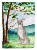 Under the Tree Staffordshire Bull Terrier House Flag 28x40 Porch Sleeve Pole Decorative Outside Yard Banner Artwork Wall Hanging, Polyester