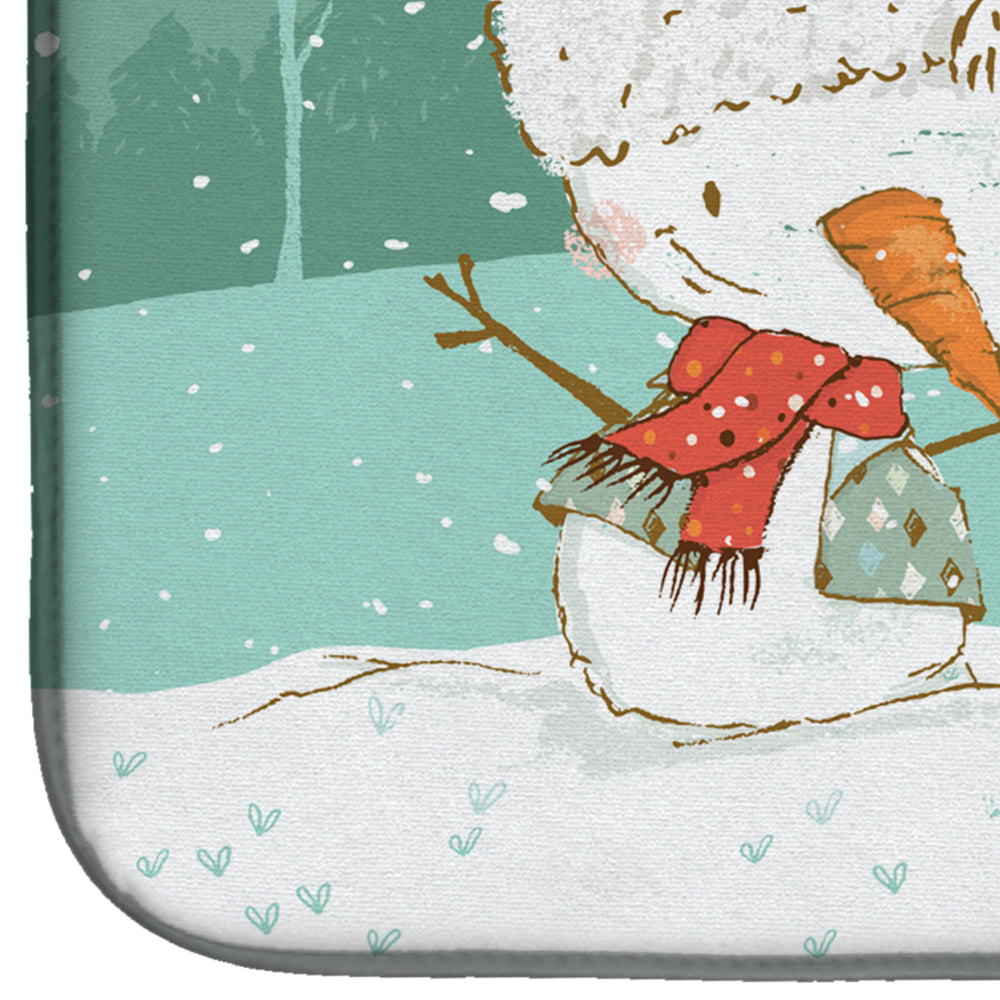 German Shepherd and Snowman Christmas Dish Drying Mat Absorbent Dish Drying Mat Pad for Kitchen Counter Dish Drainer Mat for Countertop, 14 x 21", Multicolor