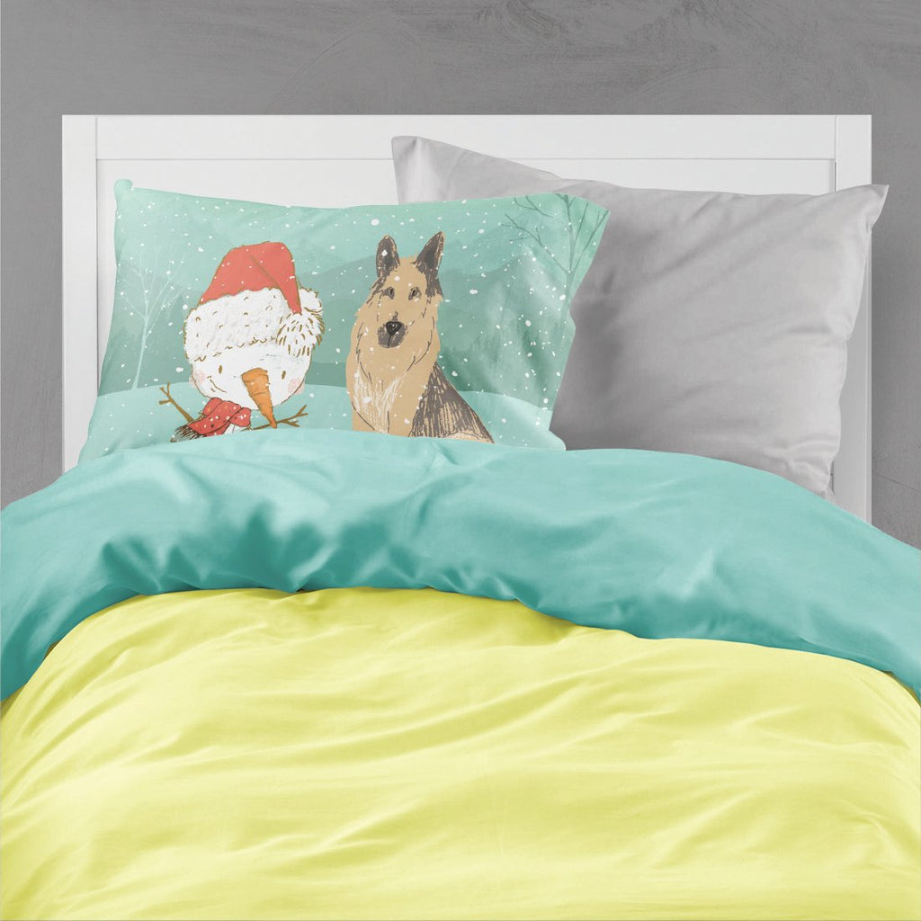 German Shepherd and Snowman Christmas Standard Pillowcase Lightweight Super Soft Easy Care Decorative Artwork Pillowcase, Standard