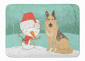 German Shepherd and Snowman Christmas Memory Foam Kitchen Mat Machine Washable Anti-Fatigue Cushion Comfort Bath or Kitchen Rug
