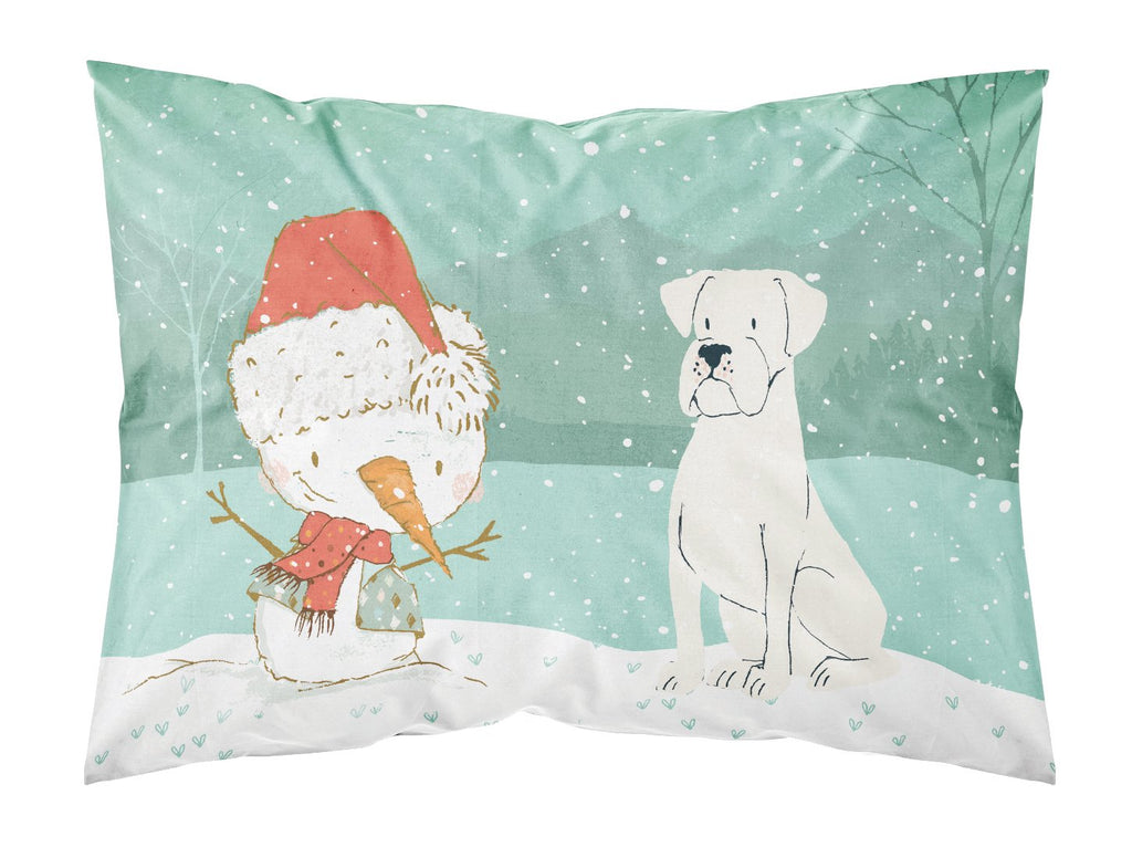 White Boxer and Snowman Christmas Standard Pillowcase Lightweight Super Soft Easy Care Decorative Artwork Pillowcase, Standard