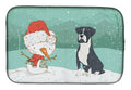 Black Boxer and Snowman Christmas Dish Drying Mat Absorbent Dish Drying Mat Pad for Kitchen Counter Dish Drainer Mat for Countertop, 14 x 21", Multicolor