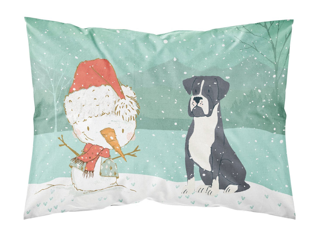Black Boxer and Snowman Christmas Standard Pillowcase Lightweight Super Soft Easy Care Decorative Artwork Pillowcase, Standard