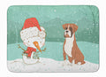 Fawn Boxer and Snowman Christmas Memory Foam Kitchen Mat Machine Washable Anti-Fatigue Cushion Comfort Bath or Kitchen Rug