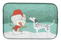 Dalmatian and Snowman Christmas Dish Drying Mat Absorbent Dish Drying Mat Pad for Kitchen Counter Dish Drainer Mat for Countertop, 14 x 21", Multicolor