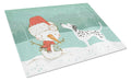 Dalmatian and Snowman Christmas Cutting Board Tempered Glass Kitchen Cutting Surface, Heat Resistant Chopping, Non-Slip Feet, Food Prep & Serving