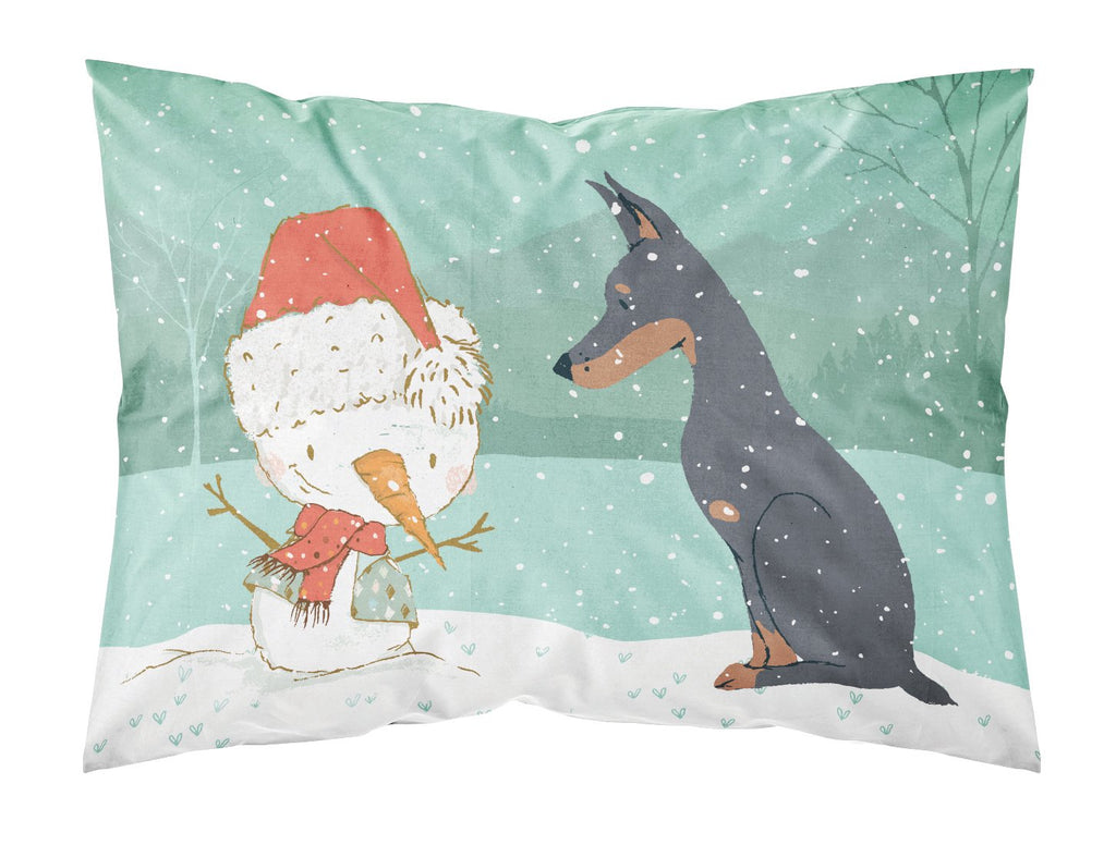 Doberman and Snowman Christmas Standard Pillowcase Lightweight Super Soft Easy Care Decorative Artwork Pillowcase, Standard