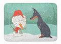 Doberman and Snowman Christmas Memory Foam Kitchen Mat Machine Washable Anti-Fatigue Cushion Comfort Bath or Kitchen Rug
