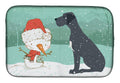Black Great Dane and Snowman Christmas Dish Drying Mat Absorbent Dish Drying Mat Pad for Kitchen Counter Dish Drainer Mat for Countertop, 14 x 21", Multicolor