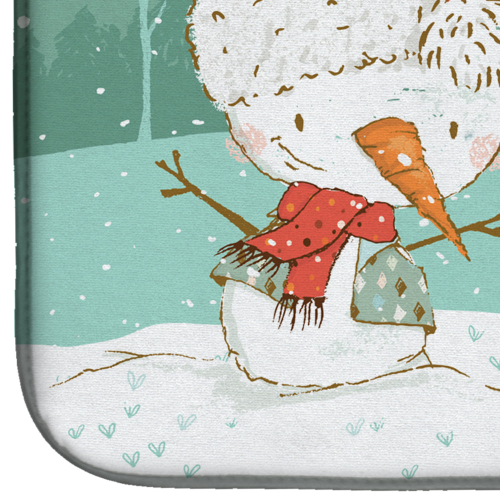 Black Great Dane and Snowman Christmas Dish Drying Mat Absorbent Dish Drying Mat Pad for Kitchen Counter Dish Drainer Mat for Countertop, 14 x 21", Multicolor
