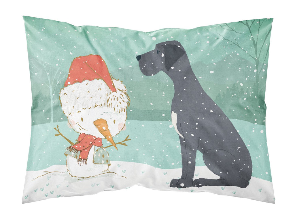 Black Great Dane and Snowman Christmas Standard Pillowcase Lightweight Super Soft Easy Care Decorative Artwork Pillowcase, Standard