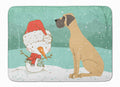 Fawn Natural Great Dane Snowman Christmas Memory Foam Kitchen Mat Machine Washable Anti-Fatigue Cushion Comfort Bath or Kitchen Rug