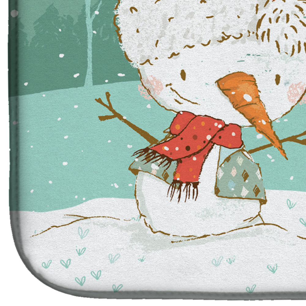 Cropped Fawn Great Dane Snowman Christmas Dish Drying Mat Absorbent Dish Drying Mat Pad for Kitchen Counter Dish Drainer Mat for Countertop, 14 x 21", Multicolor