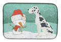 Harlequin Great Dane Snowman Christmas Dish Drying Mat Absorbent Dish Drying Mat Pad for Kitchen Counter Dish Drainer Mat for Countertop, 14 x 21", Multicolor
