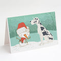 Harlequin Great Dane Snowman Christmas Greeting Cards Pack of 8 Blank Cards with Envelopes Whimsical A7 Size 5x7