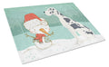 Harlequin Great Dane Snowman Christmas Cutting Board Tempered Glass Kitchen Cutting Surface, Heat Resistant Chopping, Non-Slip Feet, Food Prep & Serving