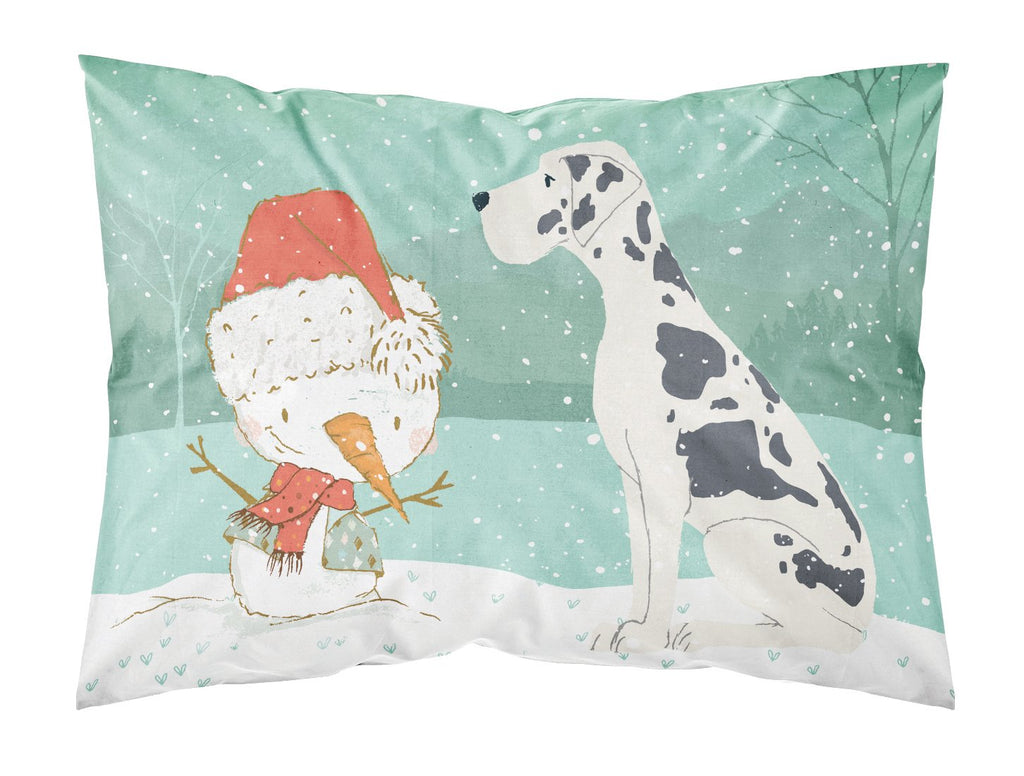 Harlequin Great Dane Snowman Christmas Standard Pillowcase Lightweight Super Soft Easy Care Decorative Artwork Pillowcase, Standard