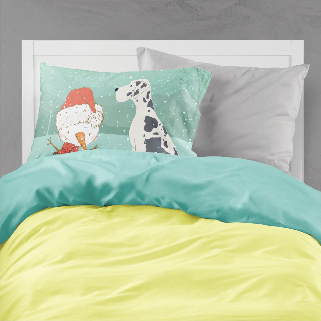 Harlequin Great Dane Snowman Christmas Standard Pillowcase Lightweight Super Soft Easy Care Decorative Artwork Pillowcase, Standard