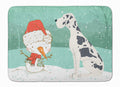 Harlequin Great Dane Snowman Christmas Memory Foam Kitchen Mat Machine Washable Anti-Fatigue Cushion Comfort Bath or Kitchen Rug