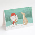 Brindle Greyhound Snowman Christmas Greeting Cards Pack of 8 Blank Cards with Envelopes Whimsical A7 Size 5x7