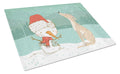 Brindle Greyhound Snowman Christmas Cutting Board Tempered Glass Kitchen Cutting Surface, Heat Resistant Chopping, Non-Slip Feet, Food Prep & Serving