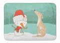Brindle Greyhound Snowman Christmas Memory Foam Kitchen Mat Machine Washable Anti-Fatigue Cushion Comfort Bath or Kitchen Rug