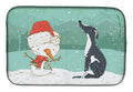 Black Greyhound Snowman Christmas Dish Drying Mat Absorbent Dish Drying Mat Pad for Kitchen Counter Dish Drainer Mat for Countertop, 14 x 21", Multicolor