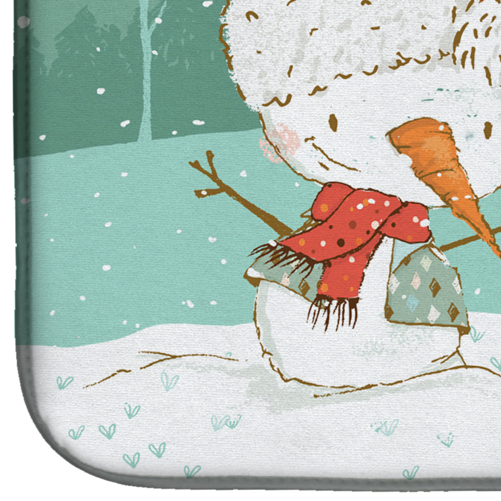 Black Greyhound Snowman Christmas Dish Drying Mat Absorbent Dish Drying Mat Pad for Kitchen Counter Dish Drainer Mat for Countertop, 14 x 21", Multicolor