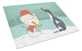 Black Greyhound Snowman Christmas Cutting Board Tempered Glass Kitchen Cutting Surface, Heat Resistant Chopping, Non-Slip Feet, Food Prep & Serving