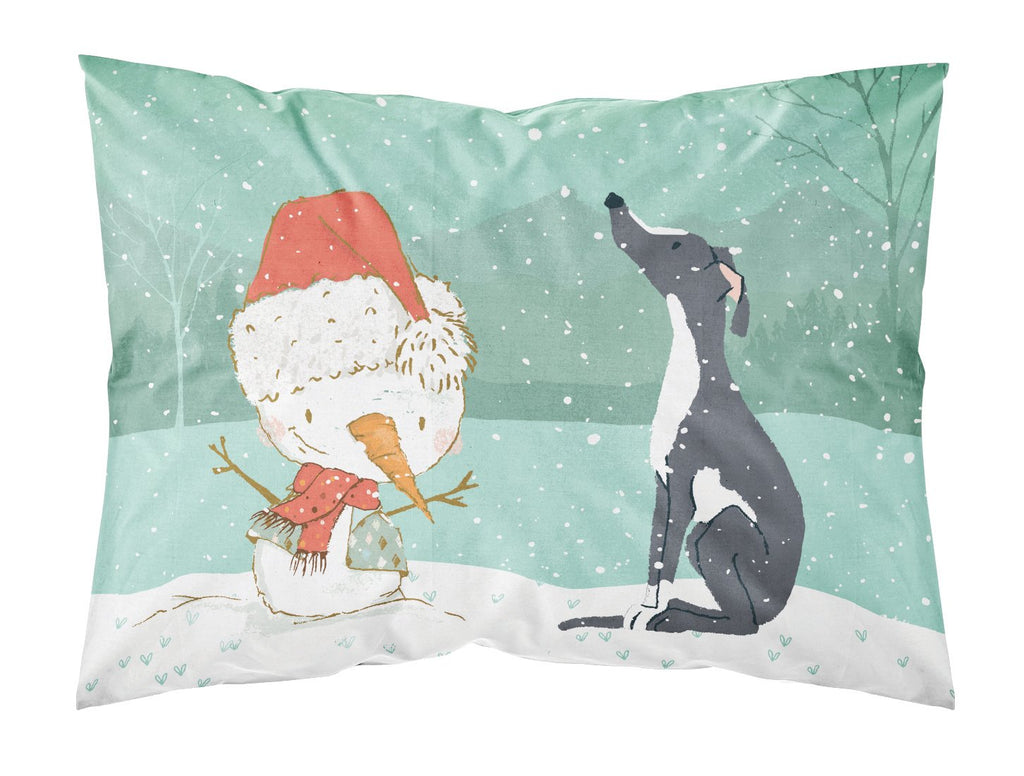 Black Greyhound Snowman Christmas Standard Pillowcase Lightweight Super Soft Easy Care Decorative Artwork Pillowcase, Standard
