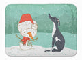 Black Greyhound Snowman Christmas Memory Foam Kitchen Mat Machine Washable Anti-Fatigue Cushion Comfort Bath or Kitchen Rug