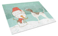 German Shorthair Snowman Christmas Cutting Board Tempered Glass Kitchen Cutting Surface, Heat Resistant Chopping, Non-Slip Feet, Food Prep & Serving