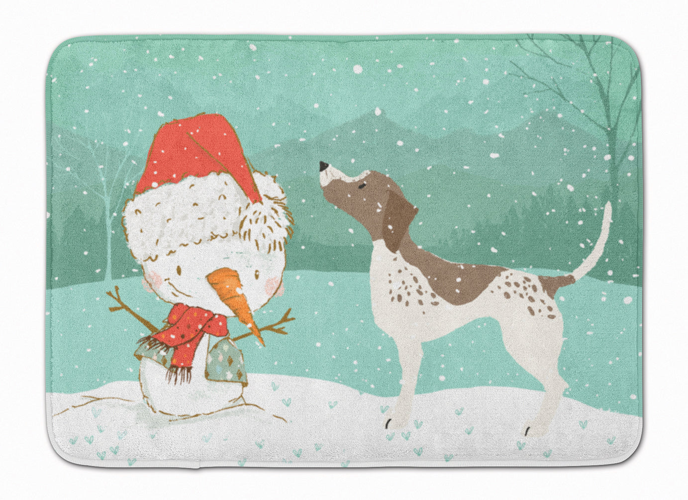 German Shorthair Snowman Christmas Memory Foam Kitchen Mat Machine Washable Anti-Fatigue Cushion Comfort Bath or Kitchen Rug