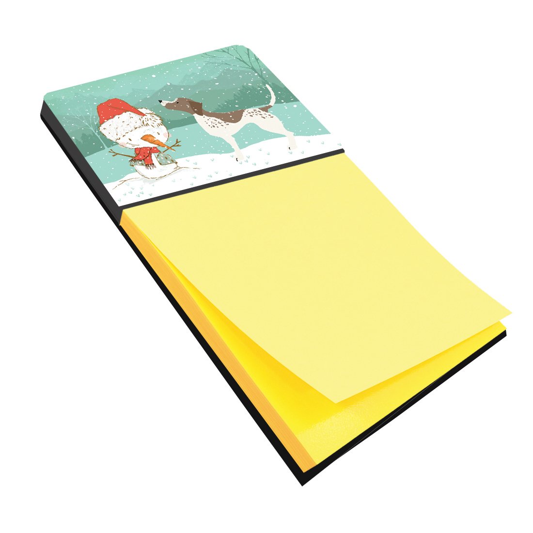 German Shorthair Snowman Christmas Watercolor Sticky Note Holder Refillable Dispenser Desk Accessory 3x3 Pad Gift