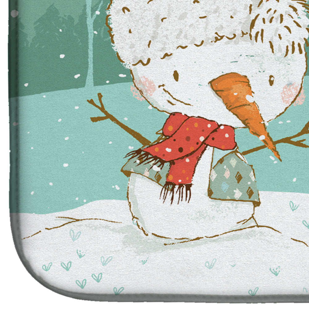 Siberian Husky Snowman Christmas Dish Drying Mat Absorbent Dish Drying Mat Pad for Kitchen Counter Dish Drainer Mat for Countertop, 14 x 21", Multicolor
